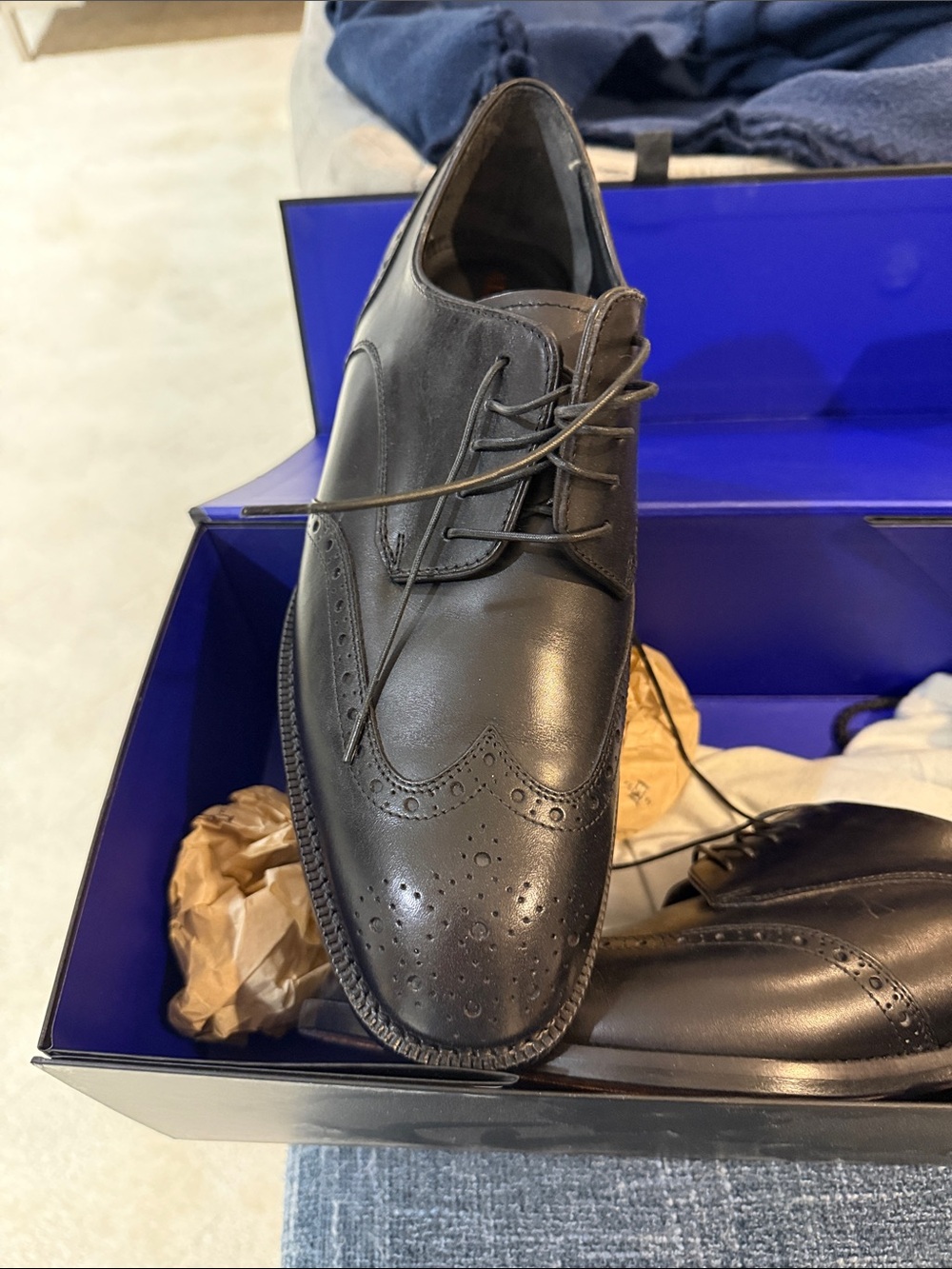 Allen Edmonds Black Leather Brogue Derby Shoes